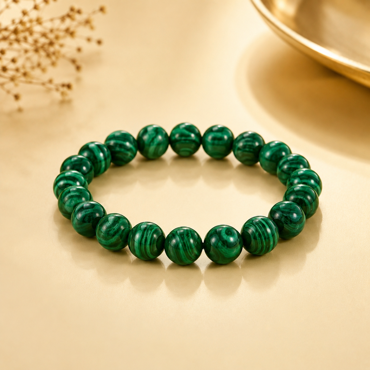 Natural malachite bracelet | 8 mm | absorb negative energies | encourage personal growth