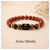 Aries (Mesh) Zodiac Red Jasper & Tiger Eye Bracelet