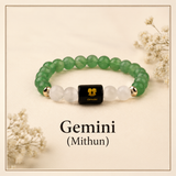 Gemini (Mithun) Zodiac Green Aventurine & Milky Quartz Bracelet
