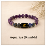 Aquarius (Kumbh) Zodiac Amethyst & Lapis Lazuli Bracelet
