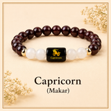 Capricorn (Makar) Zodiac Garnet & Milky Quartz Bracelet