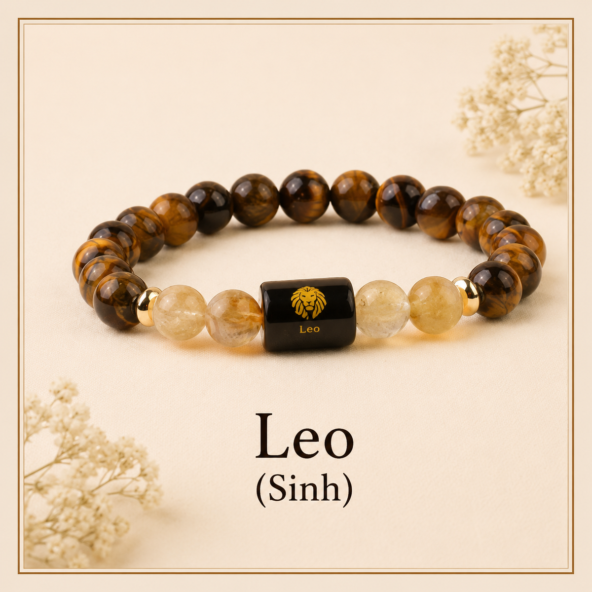 Leo (Sinh) Zodiac Tiger Eye & Citrine Bracelet