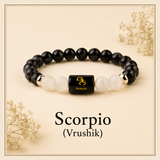 Scorpio (Vrushik) Zodiac Black Obsidian & Milky Quartz Bracelet